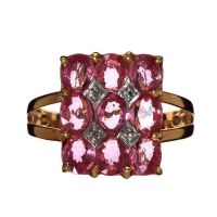 18CT GOLD PADPARADSCHA SAPPHIRE AND DIAMOND RING at Ross's Online Art Auctions